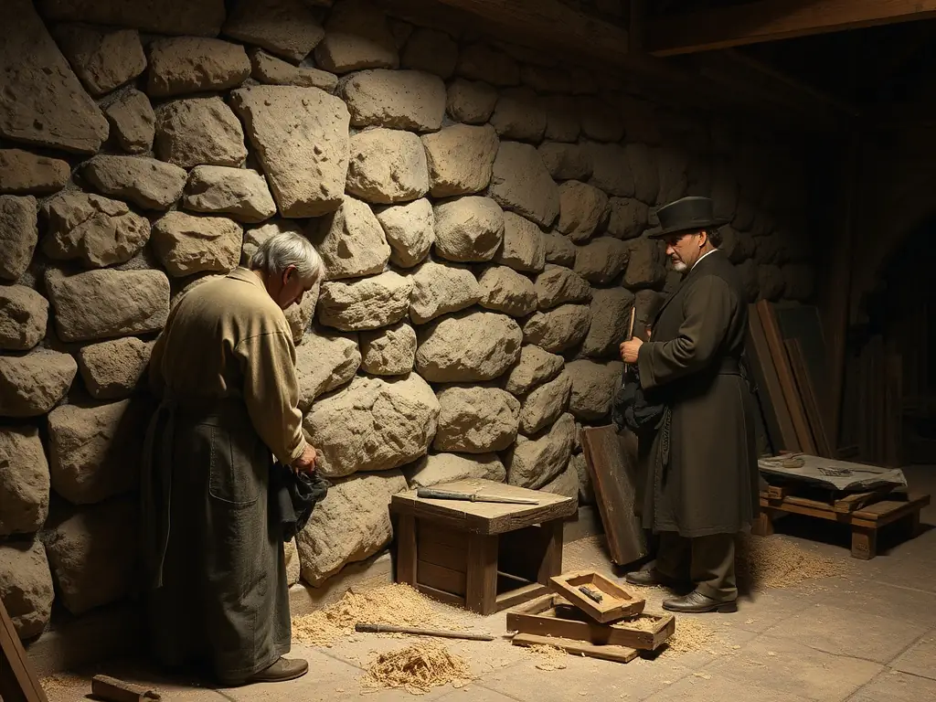 A photograph depicting a group of skilled artisans working on the restoration of a section of the Château de Chantemille, emphasizing the association's commitment to preserving the historical site.