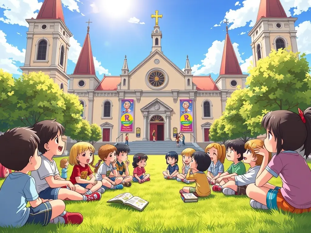 A photograph showing a group of students participating in an educational program at the Château de Chantemille, learning about its history and significance through interactive activities.