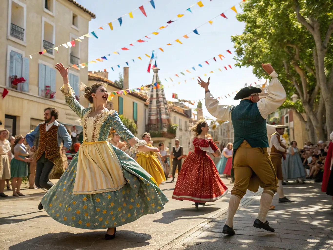 A photograph capturing a cultural event held at the Château de Chantemille, featuring traditional music, dance, or historical reenactments, highlighting the vibrant cultural experiences offered.